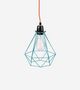 Lámpara colgante-Filament Style-DIAMOND 1 - Suspension Bleu câble Orange Ø18cm | L